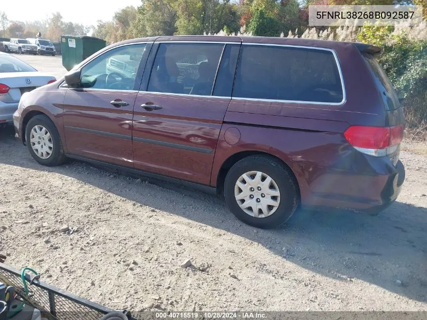 2008 Honda Odyssey Lx VIN: 5FNRL38268B092587 Lot: 40715519