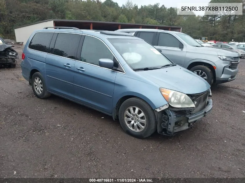 2008 Honda Odyssey Ex-L VIN: 5FNRL387X8B112500 Lot: 40716631