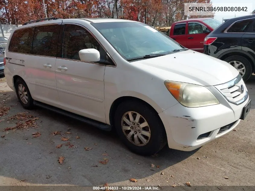 2008 Honda Odyssey Ex-L VIN: 5FNRL38698B080842 Lot: 40736833