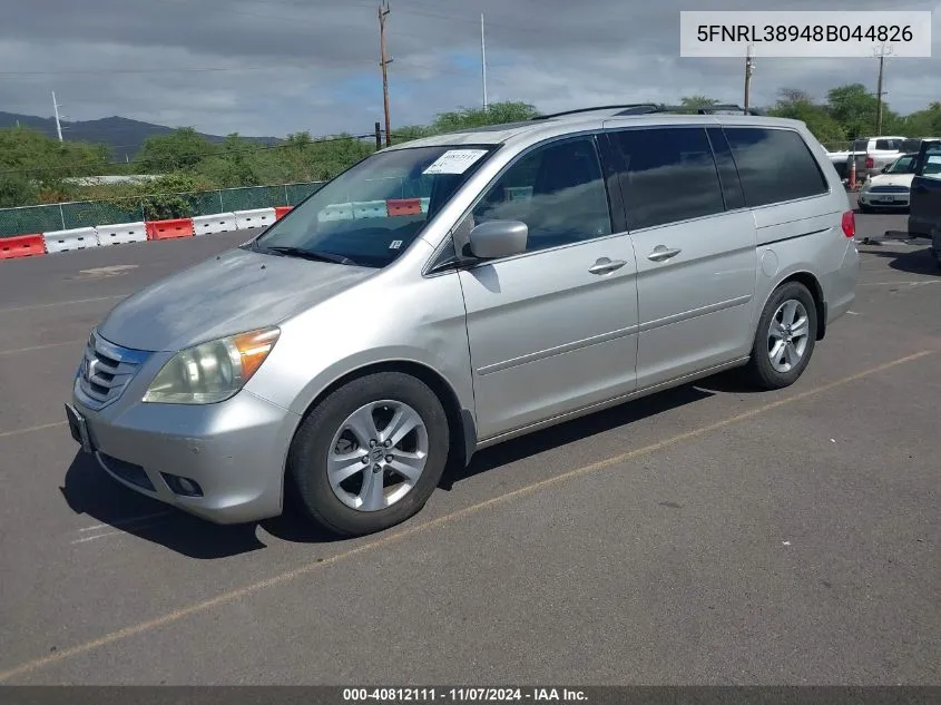 2008 Honda Odyssey Touring VIN: 5FNRL38948B044826 Lot: 40812111