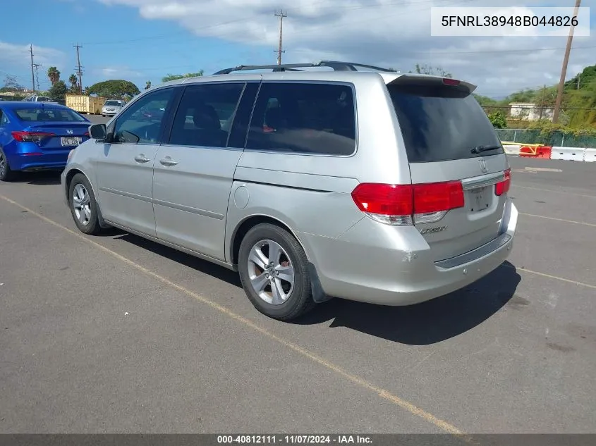 2008 Honda Odyssey Touring VIN: 5FNRL38948B044826 Lot: 40812111