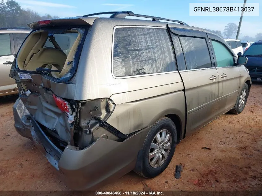 2008 Honda Odyssey Exl VIN: 5FNRL38678B413037 Lot: 40846458