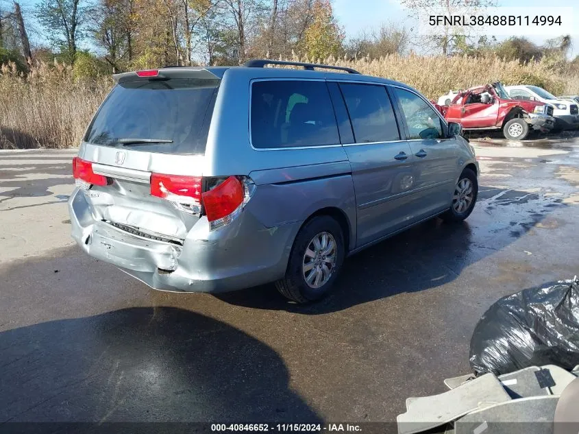 2008 Honda Odyssey Ex VIN: 5FNRL38488B114994 Lot: 40846652