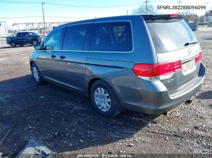 2008 Honda Odyssey Lx VIN: 5FNRL38228B096099 Lot: 40853039