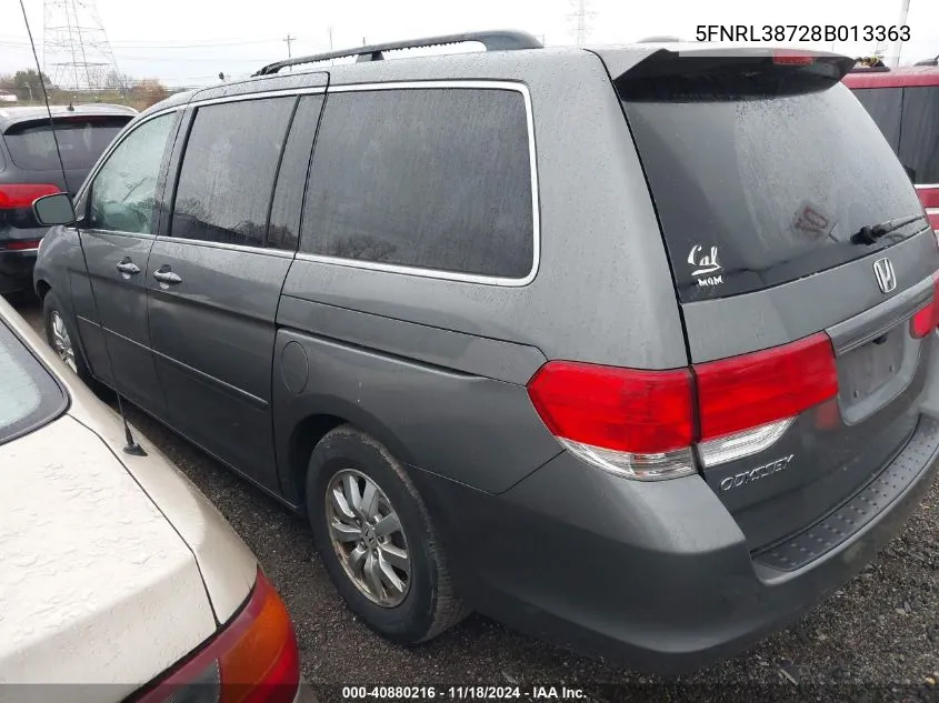 2008 Honda Odyssey Ex-L VIN: 5FNRL38728B013363 Lot: 40880216