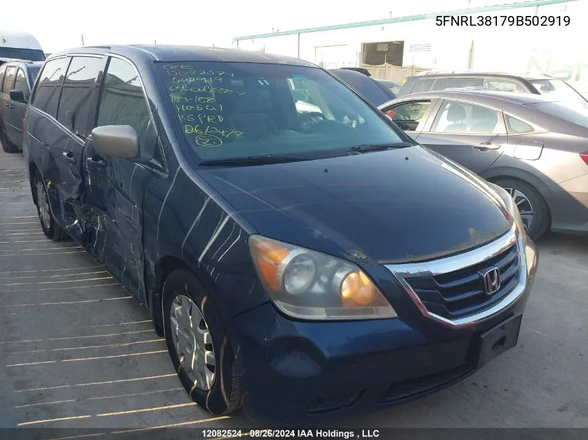 2009 Honda Odyssey VIN: 5FNRL38179B502919 Lot: 12082524