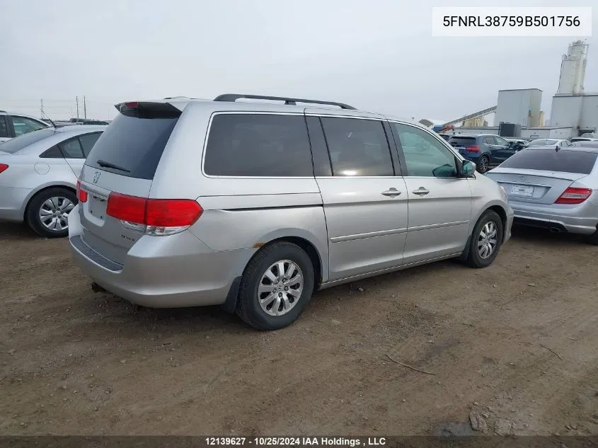 2009 Honda Odyssey VIN: 5FNRL38759B501756 Lot: 12139627