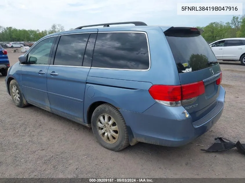 2009 Honda Odyssey Ex VIN: 5FNRL38419B047916 Lot: 39209187