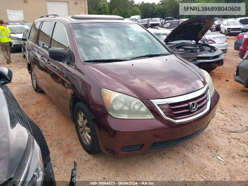 2009 Honda Odyssey Ex-L VIN: 5FNRL38689B040608 Lot: 39564873