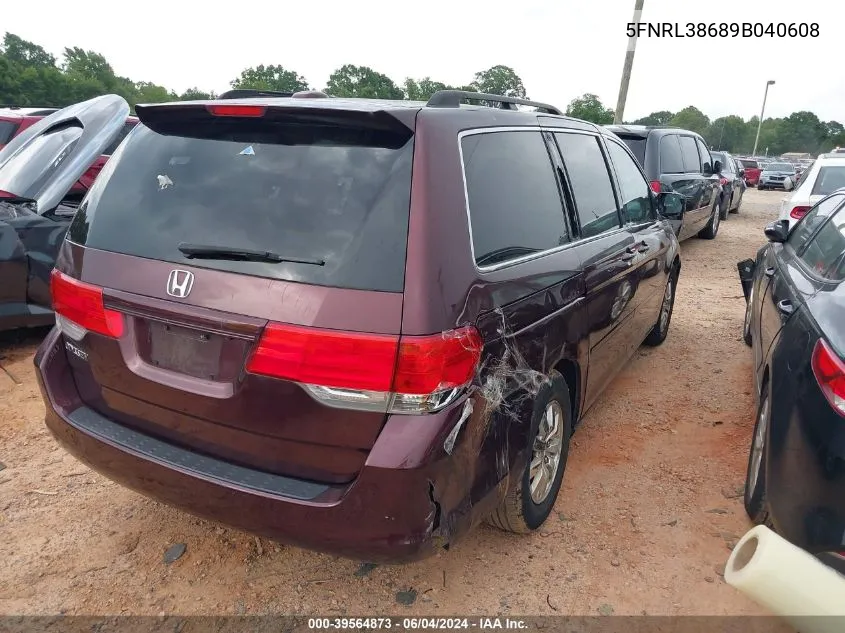 2009 Honda Odyssey Ex-L VIN: 5FNRL38689B040608 Lot: 39564873