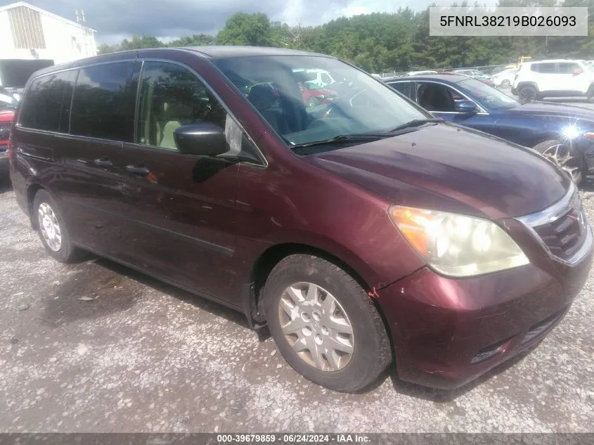 5FNRL38219B026093 2009 Honda Odyssey Lx