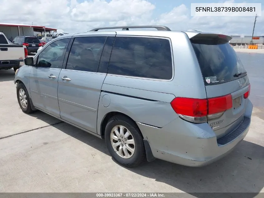 2009 Honda Odyssey Ex-L VIN: 5FNRL38739B008481 Lot: 39923367