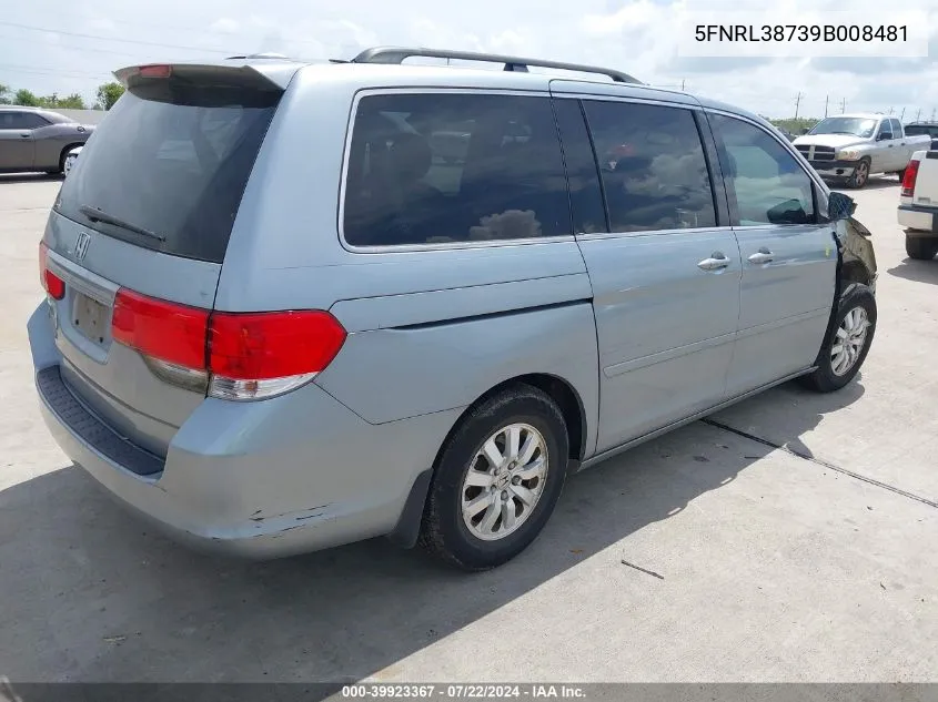 5FNRL38739B008481 2009 Honda Odyssey Ex-L