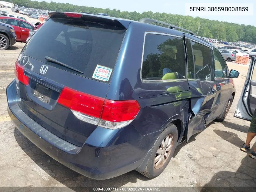 2009 Honda Odyssey Ex-L VIN: 5FNRL38659B008859 Lot: 40007717