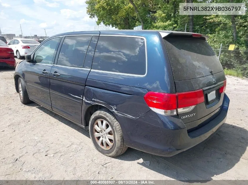 2009 Honda Odyssey Lx VIN: 5FNRL382X9B036797 Lot: 40085907