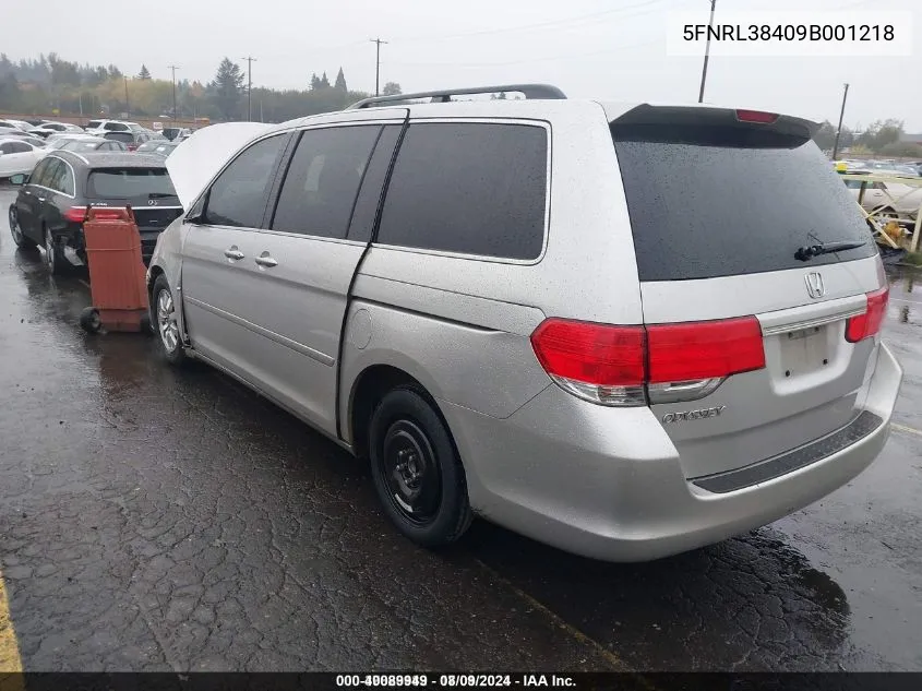 2009 Honda Odyssey Ex VIN: 5FNRL38409B001218 Lot: 40089949