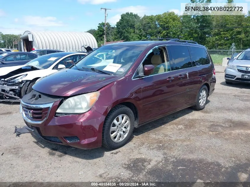 5FNRL384X9B022772 2009 Honda Odyssey Ex