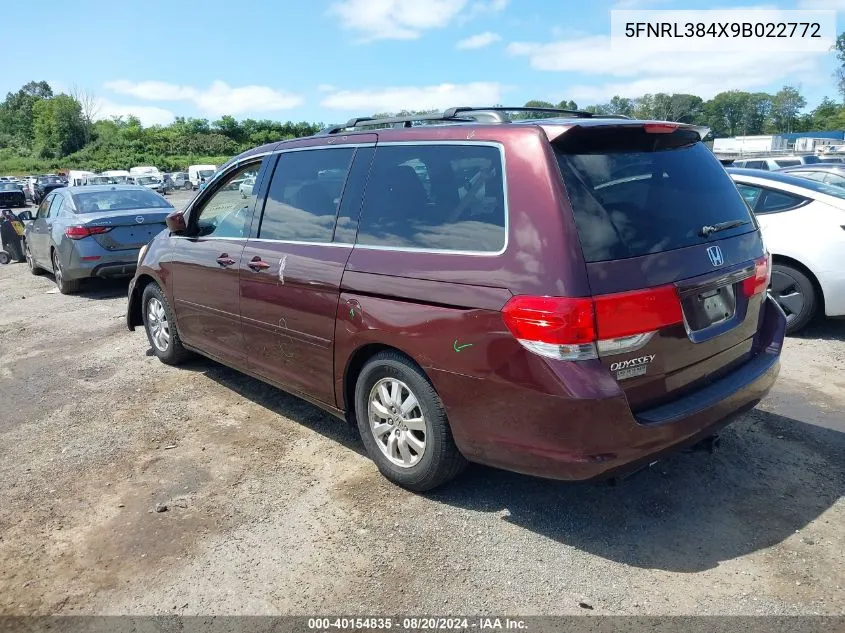 5FNRL384X9B022772 2009 Honda Odyssey Ex