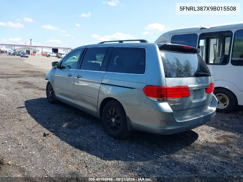 2009 Honda Odyssey Ex-L VIN: 5FNRL387X9B015508 Lot: 40155968