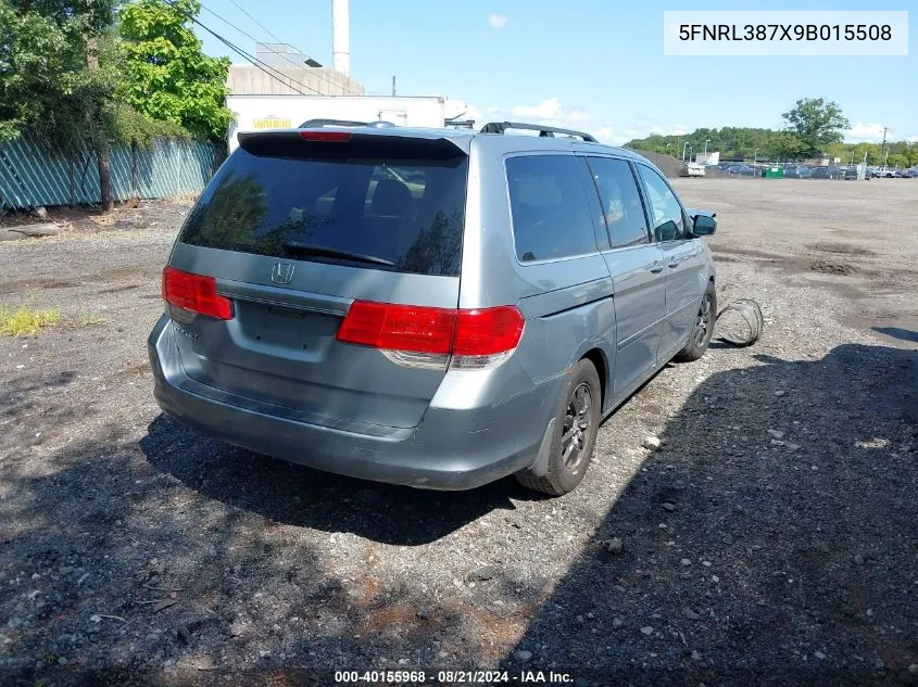 2009 Honda Odyssey Ex-L VIN: 5FNRL387X9B015508 Lot: 40155968