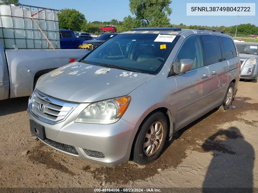 2009 Honda Odyssey Ex-L VIN: 5FNRL38749B042722 Lot: 40164056