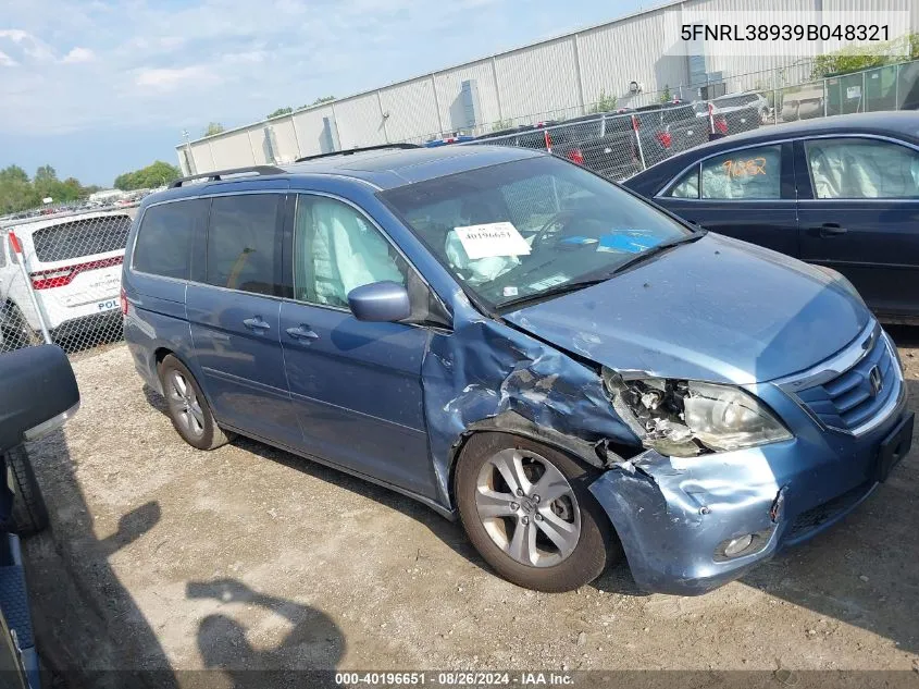 2009 Honda Odyssey Touring VIN: 5FNRL38939B048321 Lot: 40196651