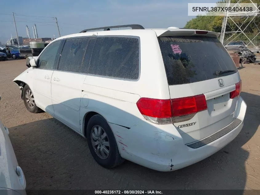 2009 Honda Odyssey Ex-L VIN: 5FNRL387X9B404438 Lot: 40235172