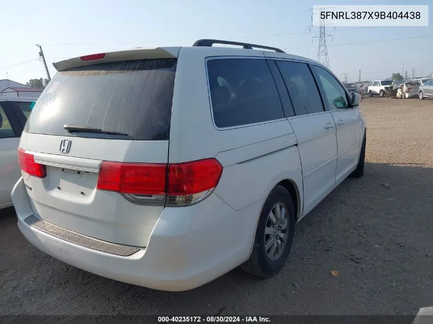 5FNRL387X9B404438 2009 Honda Odyssey Ex-L