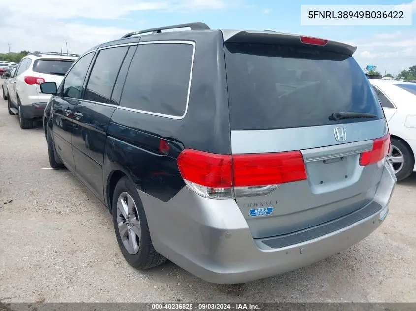 2009 Honda Odyssey Touring VIN: 5FNRL38949B036422 Lot: 40236825