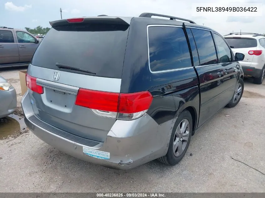 2009 Honda Odyssey Touring VIN: 5FNRL38949B036422 Lot: 40236825