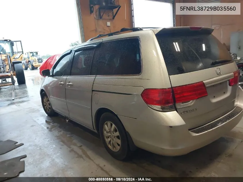 2009 Honda Odyssey Ex-L VIN: 5FNRL38729B035560 Lot: 40310514