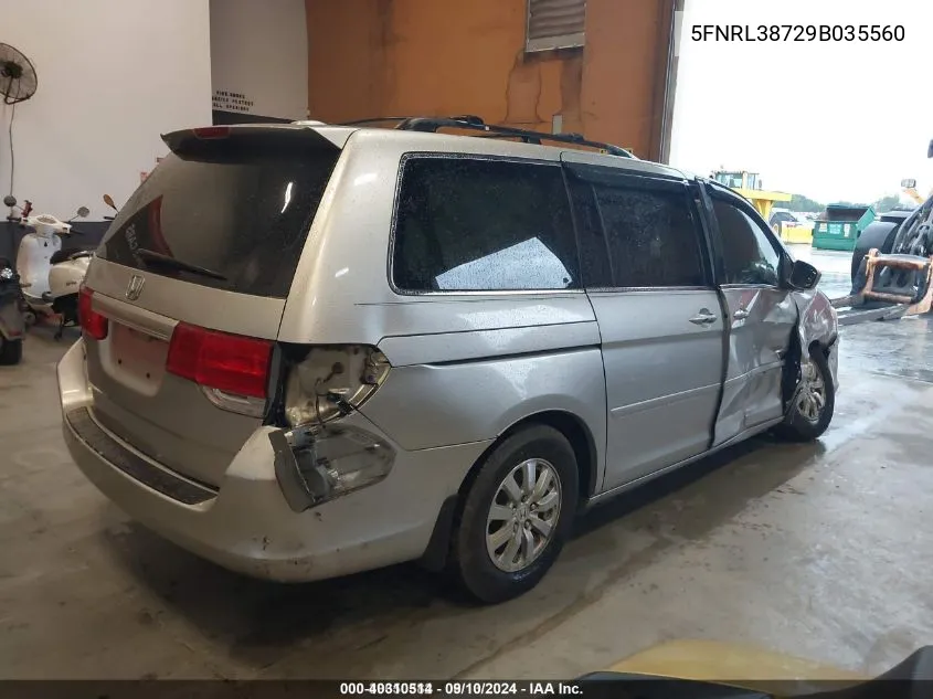 2009 Honda Odyssey Ex-L VIN: 5FNRL38729B035560 Lot: 40310514