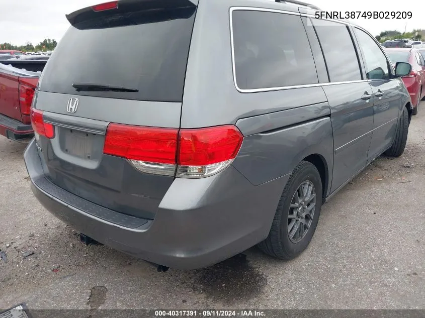 2009 Honda Odyssey Exl VIN: 5FNRL38749B029209 Lot: 40317391