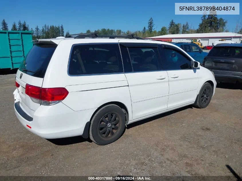 2009 Honda Odyssey Ex-L VIN: 5FNRL38789B404874 Lot: 40317880