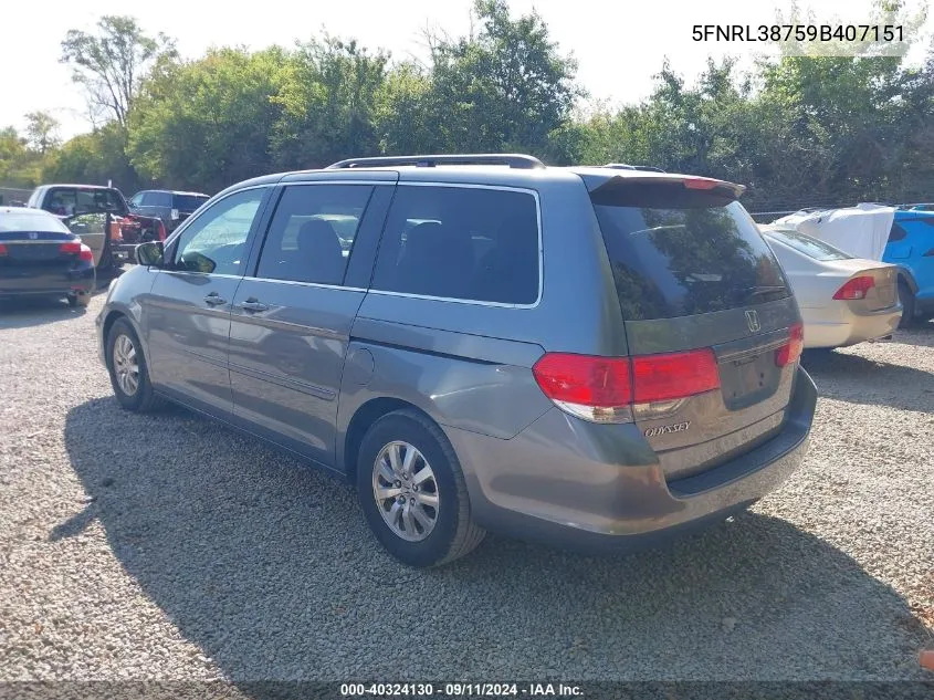 2009 Honda Odyssey Ex-L VIN: 5FNRL38759B407151 Lot: 40324130