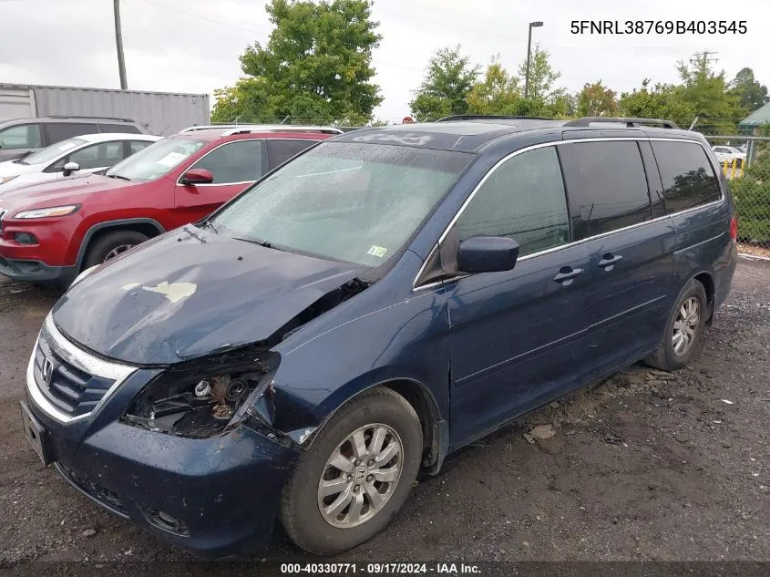 2009 Honda Odyssey Ex-L VIN: 5FNRL38769B403545 Lot: 40330771