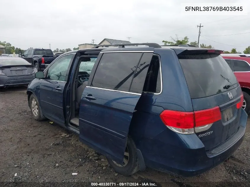 2009 Honda Odyssey Ex-L VIN: 5FNRL38769B403545 Lot: 40330771