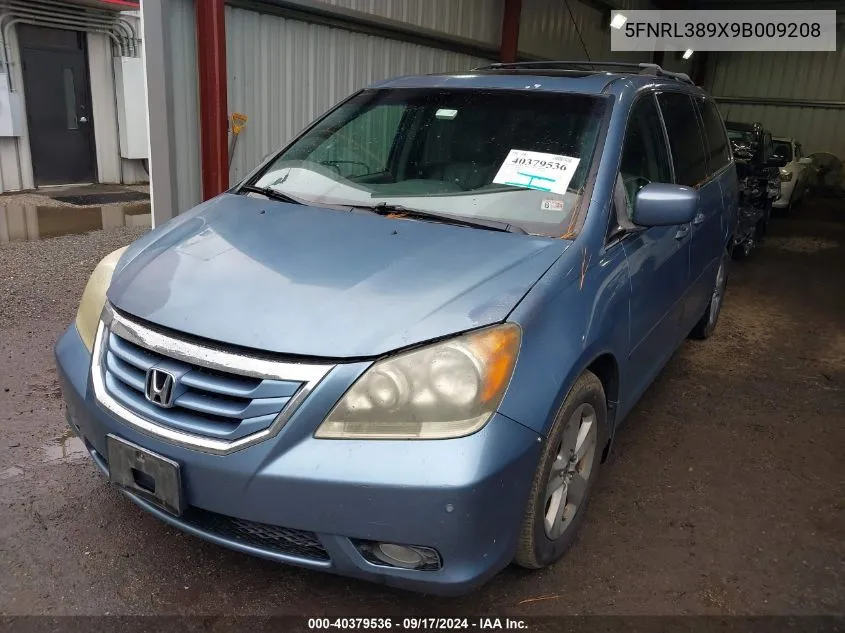 2009 Honda Odyssey Touring VIN: 5FNRL389X9B009208 Lot: 40379536