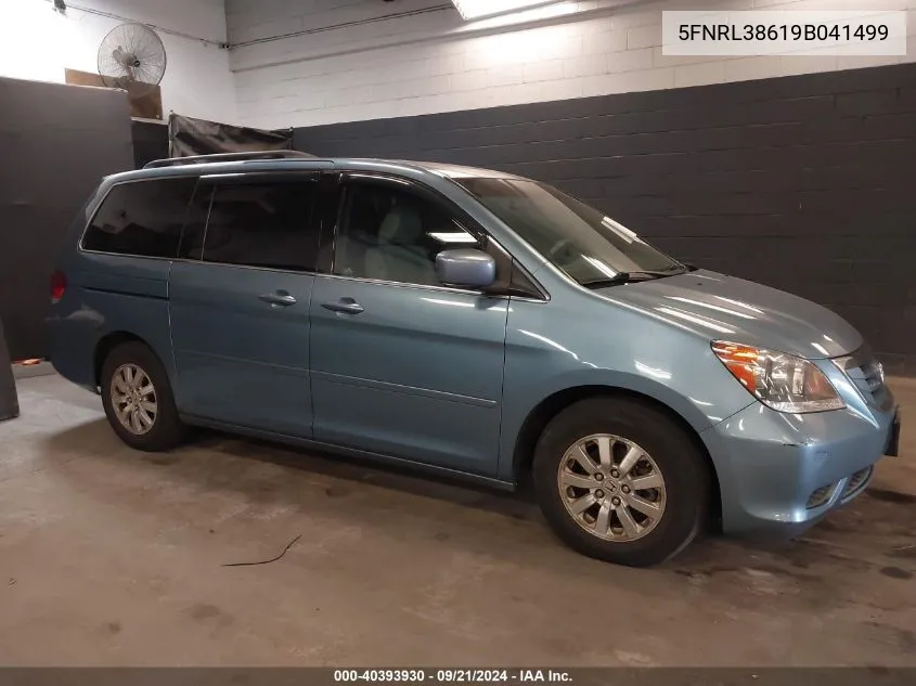 2009 Honda Odyssey Ex-L VIN: 5FNRL38619B041499 Lot: 40393930