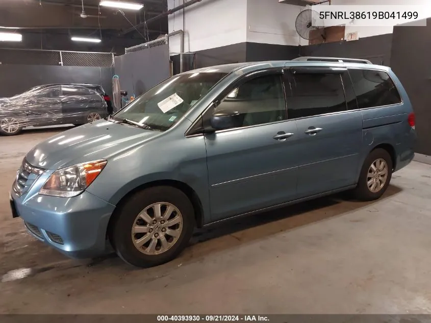 2009 Honda Odyssey Ex-L VIN: 5FNRL38619B041499 Lot: 40393930