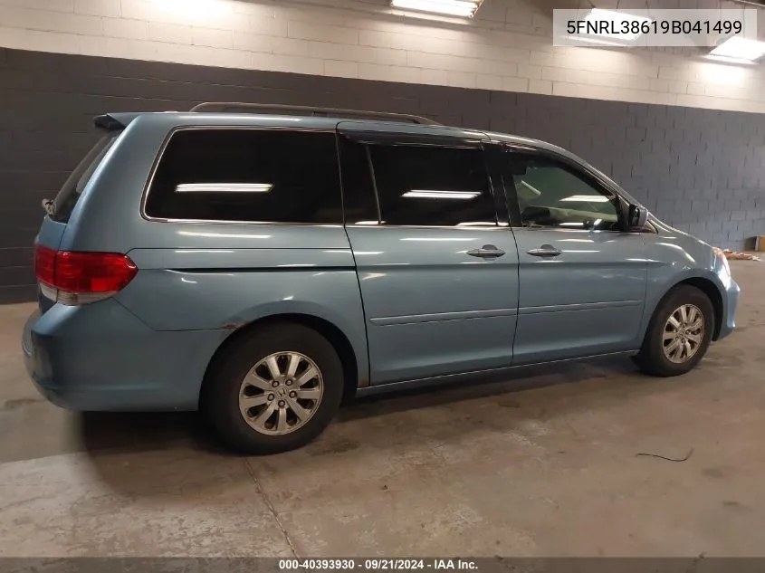 2009 Honda Odyssey Ex-L VIN: 5FNRL38619B041499 Lot: 40393930