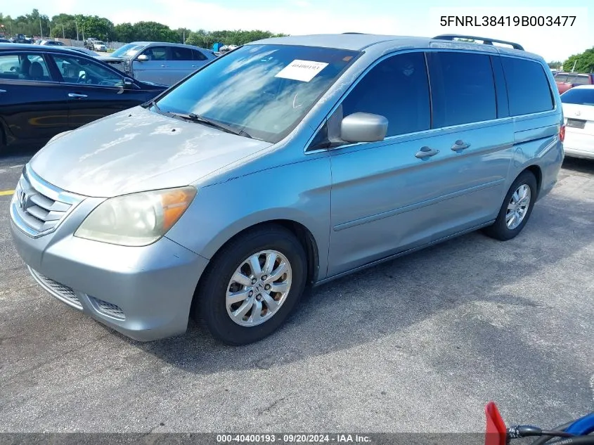 2009 Honda Odyssey Ex VIN: 5FNRL38419B003477 Lot: 40400193