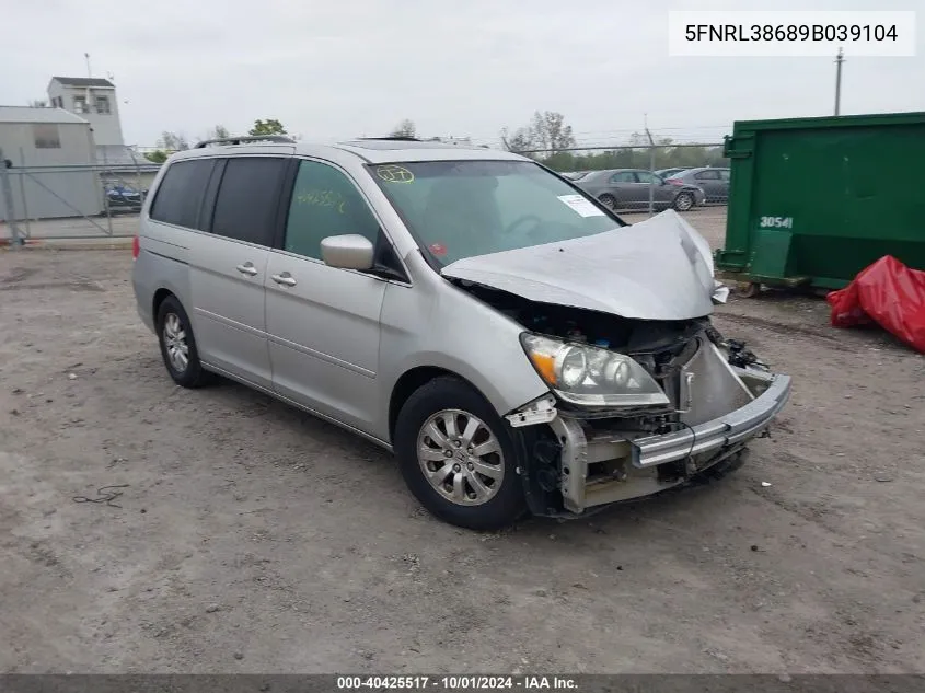 2009 Honda Odyssey Ex-L VIN: 5FNRL38689B039104 Lot: 40425517