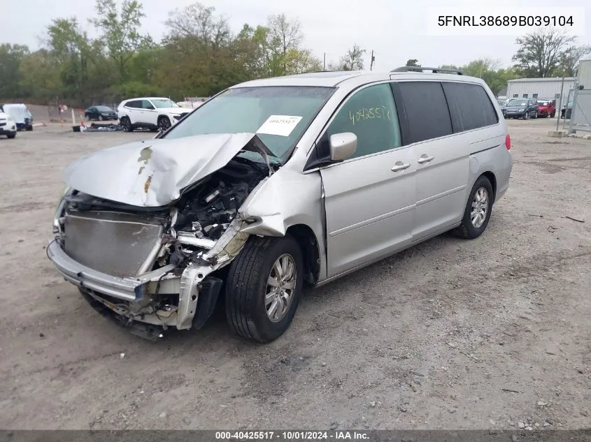 2009 Honda Odyssey Ex-L VIN: 5FNRL38689B039104 Lot: 40425517