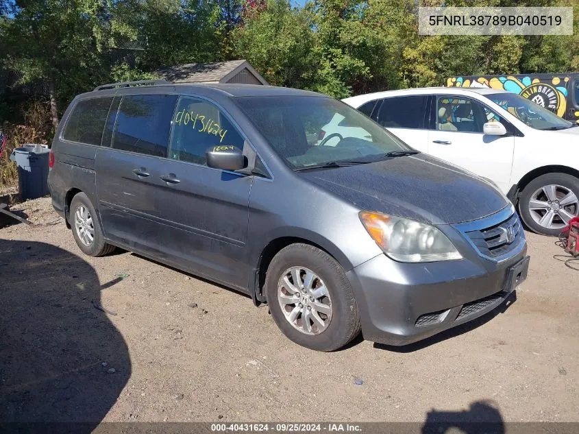 2009 Honda Odyssey Ex-L VIN: 5FNRL38789B040519 Lot: 40431624