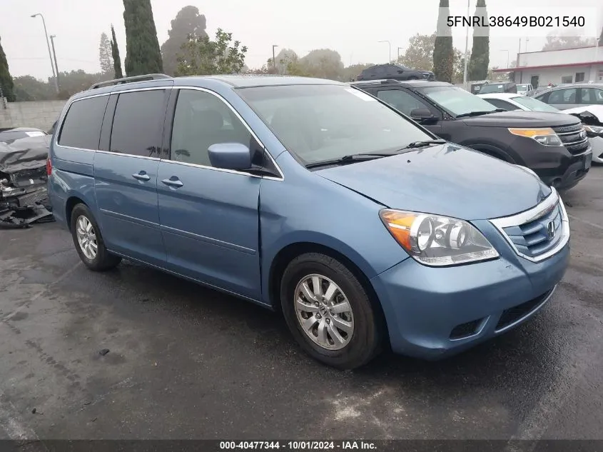 5FNRL38649B021540 2009 Honda Odyssey Exl