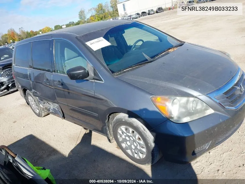 2009 Honda Odyssey Lx VIN: 5FNRL38249B033233 Lot: 40538094