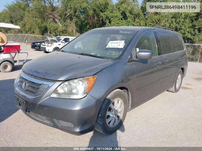 2009 Honda Odyssey Exl VIN: 5FNRL38649B411196 Lot: 40565637