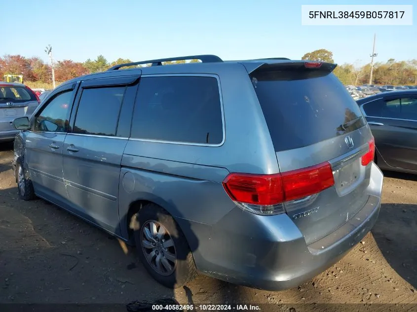 2009 Honda Odyssey Ex VIN: 5FNRL38459B057817 Lot: 40582495