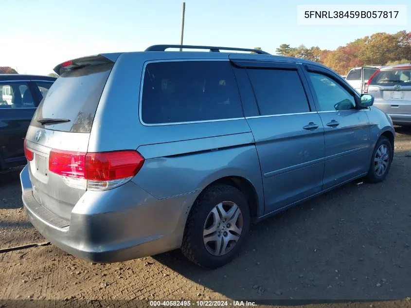 2009 Honda Odyssey Ex VIN: 5FNRL38459B057817 Lot: 40582495